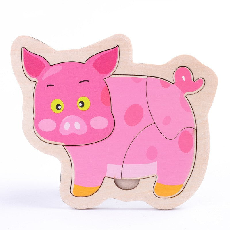 Small Wooden Puzzle Children's Early Education Block Toys