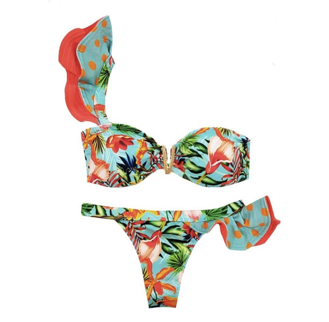 Flash Print Bikini Ladies Swimsuit Back Swimwear