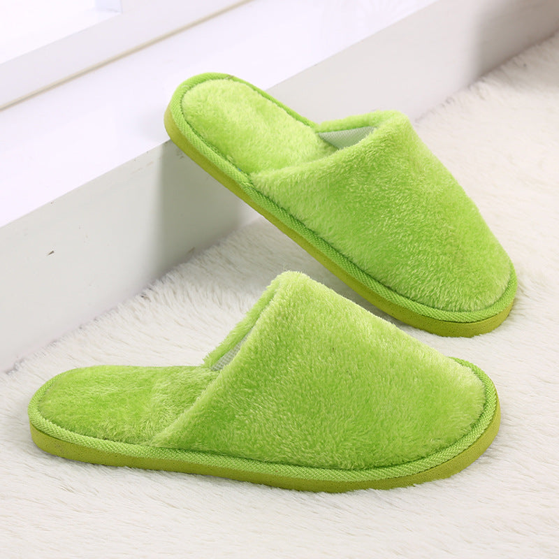 Thick Bottom Plush Couple Solid Color Cotton Slippers