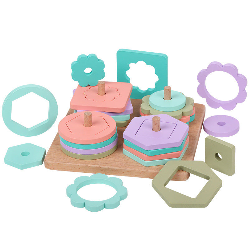 Solid Wood Geometric Set Column Early Education Toys