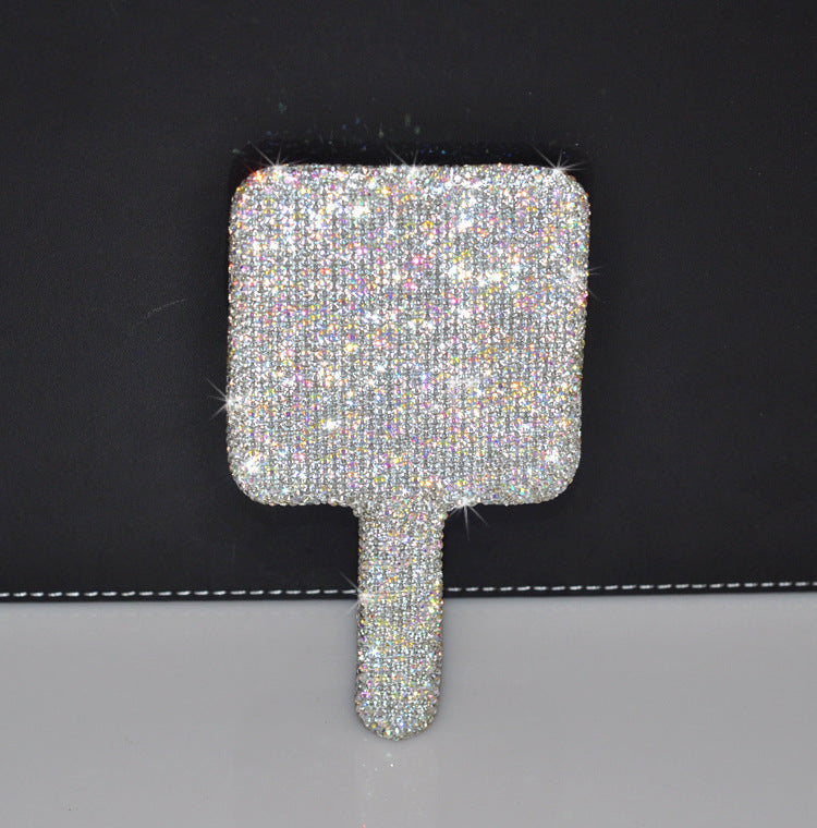 Creative Diamond Portable Handle Love Square Makeup Mirror