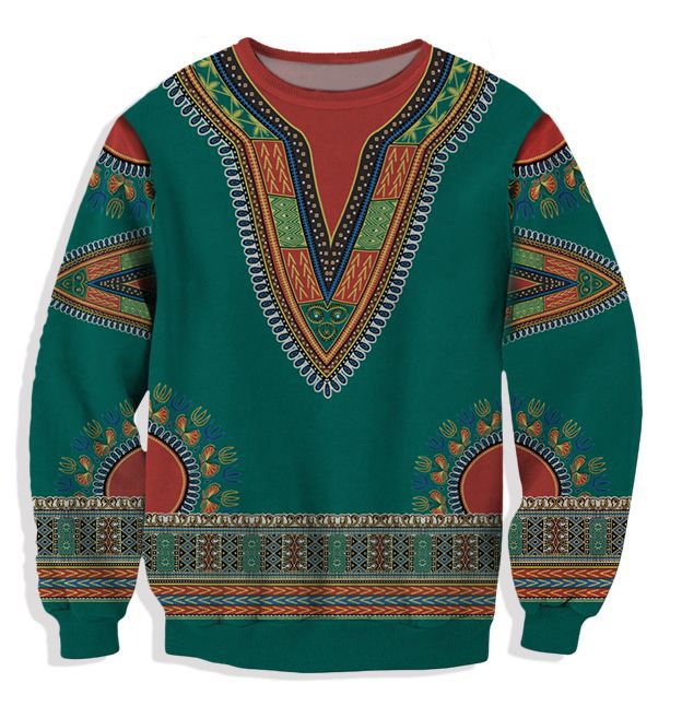 European And American Folk Print Men's Round Collar