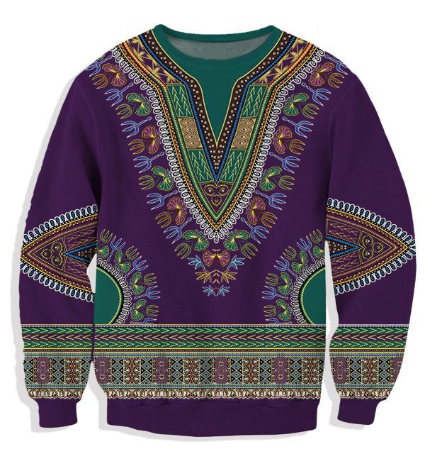 European And American Folk Print Men's Round Collar