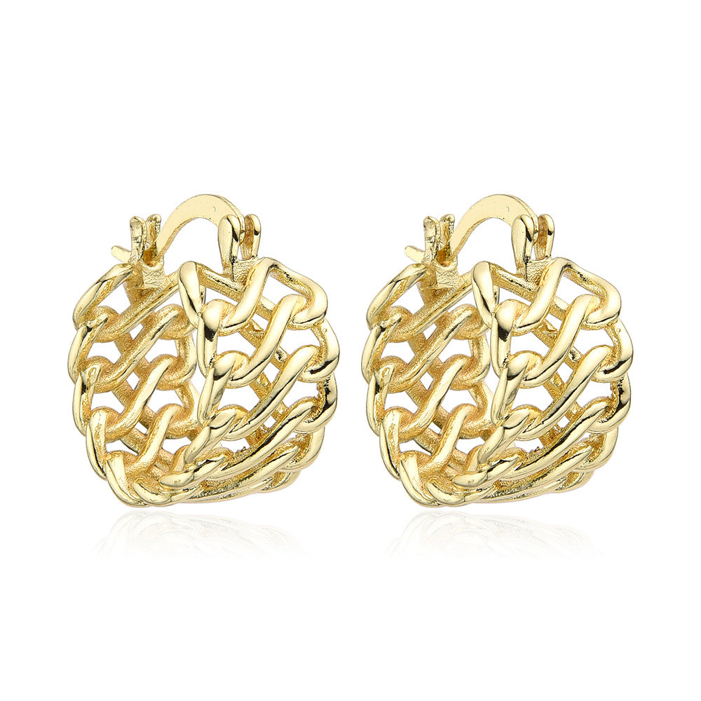Women's Fashion U-shaped Copper Inlaid Zircon Pearl Earrings