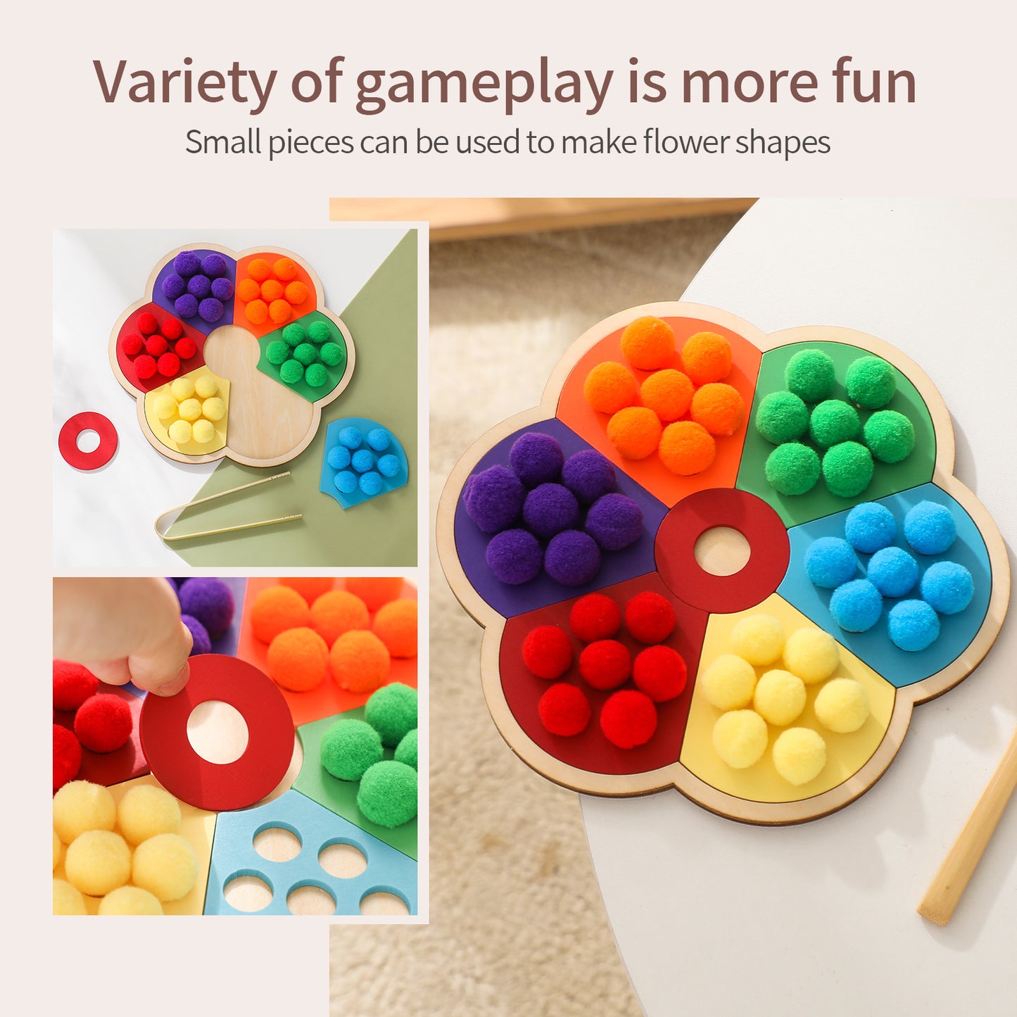 Wooden Children's Early Education Hair Ball Toys