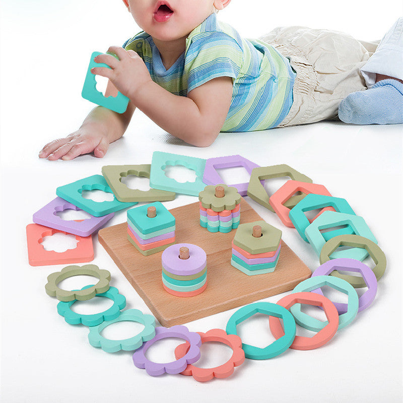 Solid Wood Geometric Set Column Early Education Toys