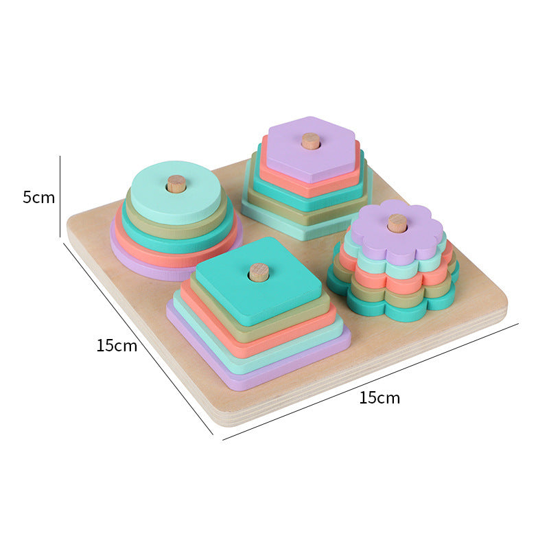 Solid Wood Geometric Set Column Early Education Toys