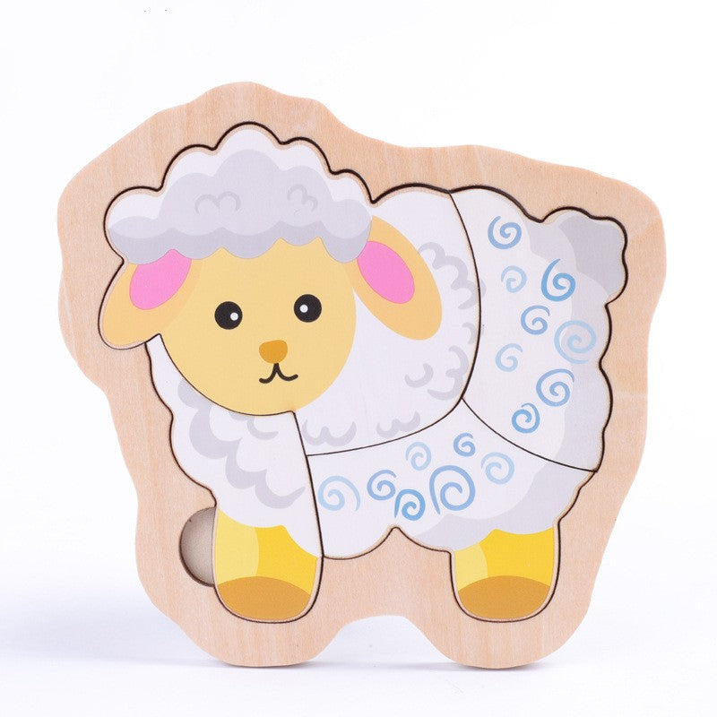 Small Wooden Puzzle Children's Early Education Block Toys