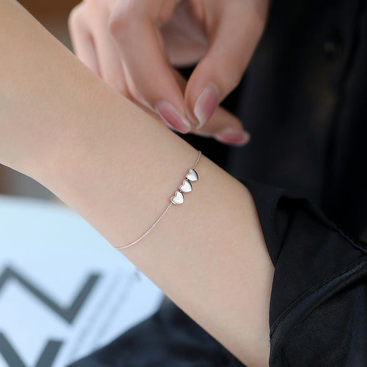 925 Silver Plated Heart  Women's Bracelet Niche