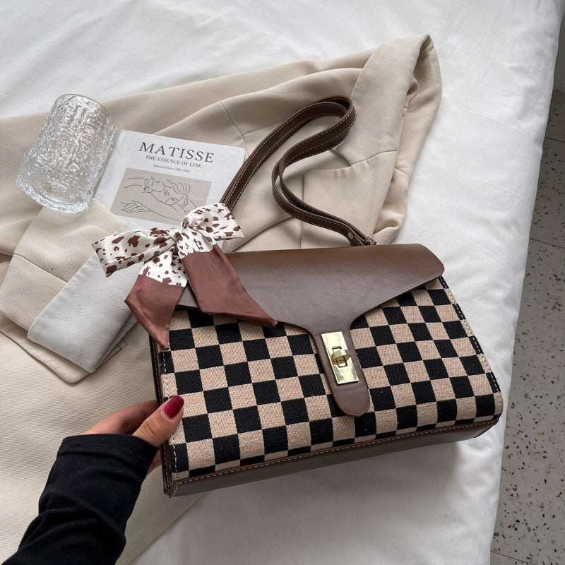 Large-capacity Women's Bag Fashion Plaid Single Shoulder