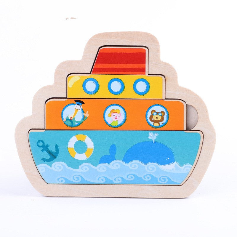 Small Wooden Puzzle Children's Early Education Block Toys