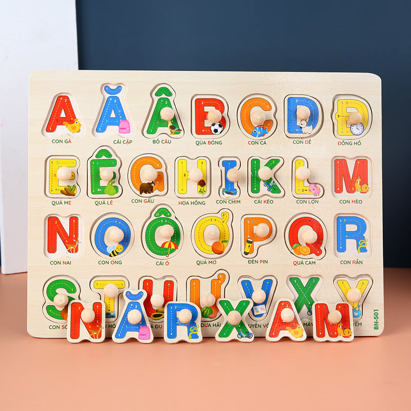 Early Childhood Education Puzzle Animal Alphabet Cognition Wooden Toys