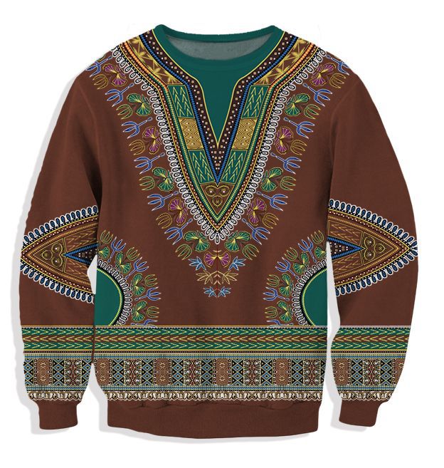European And American Folk Print Men's Round Collar