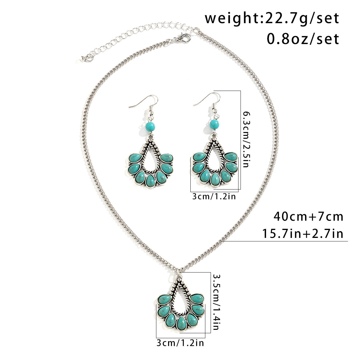 Vintage Water Drop Tassel Necklace Suit