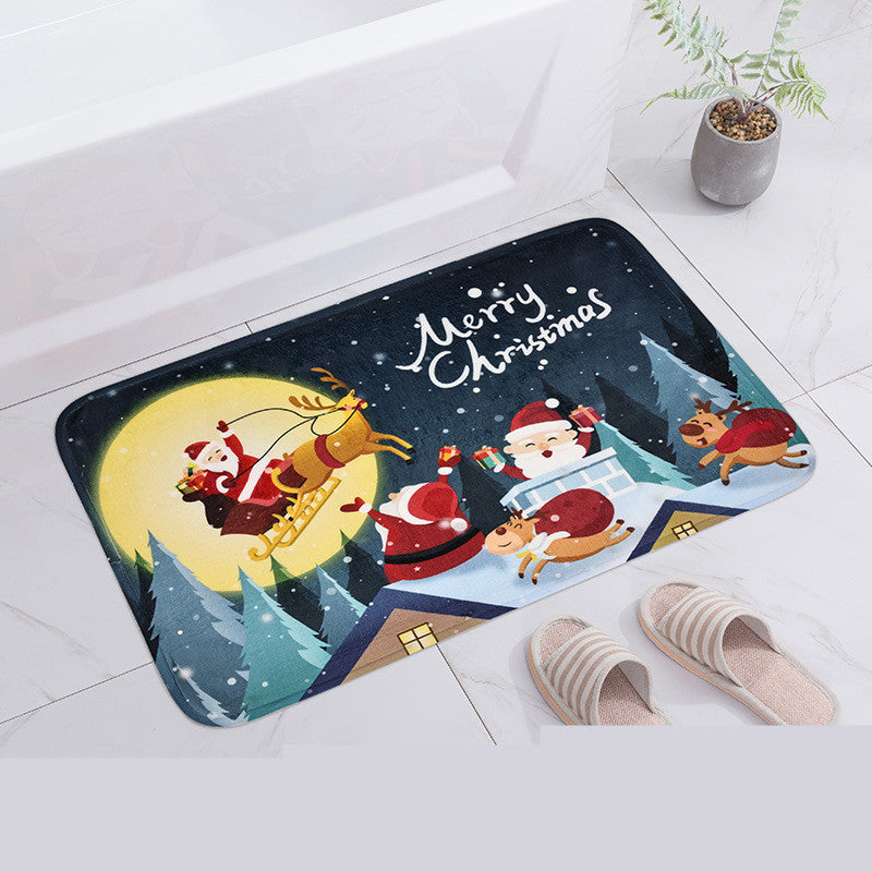 Cartoon Christmas Door-to-door Carpet Print
