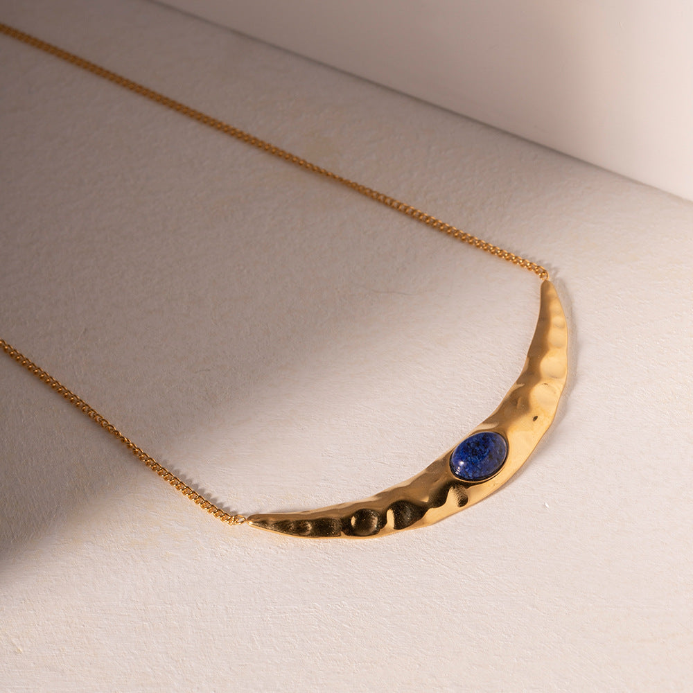 Personalized Pleated Moon Necklace Jewelry