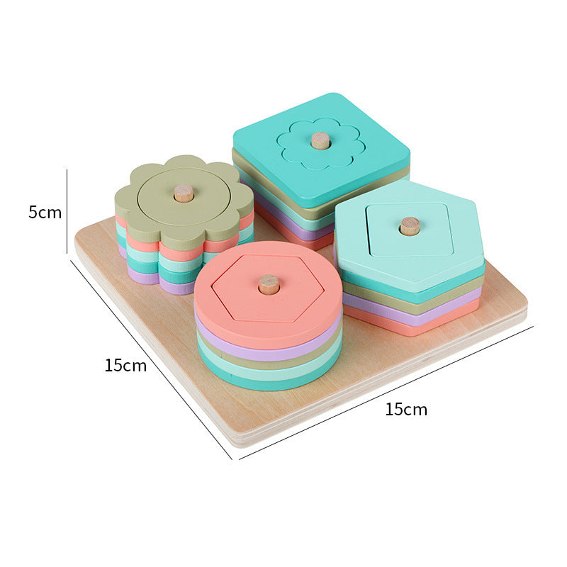 Solid Wood Geometric Set Column Early Education Toys