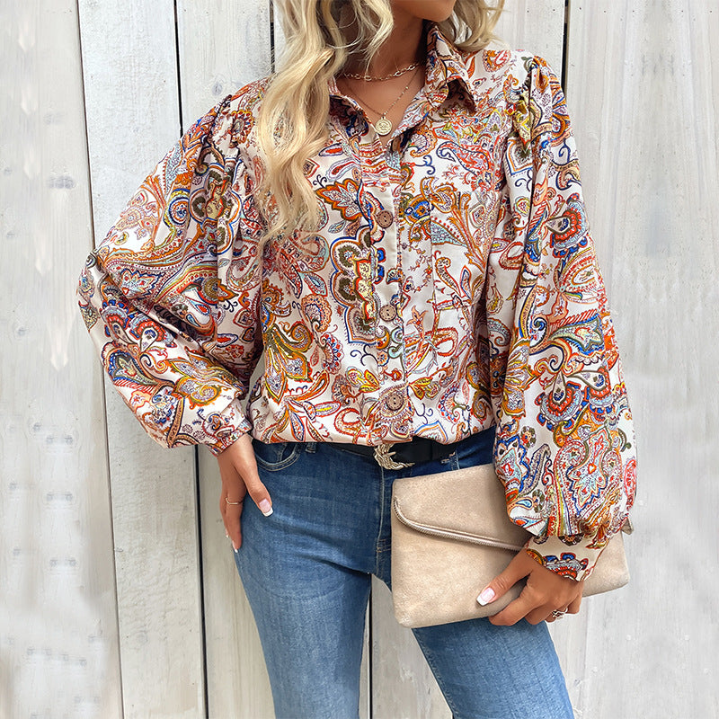 Women's Fashion Casual Loose Printed Shirt