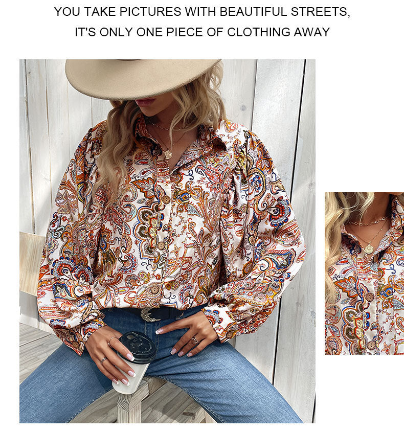 Women's Fashion Casual Loose Printed Shirt