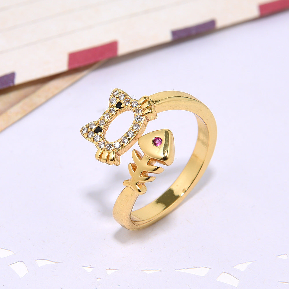 Women's Fashion Copper Inlaid Zircon Activity Love Heart-shaped Ring