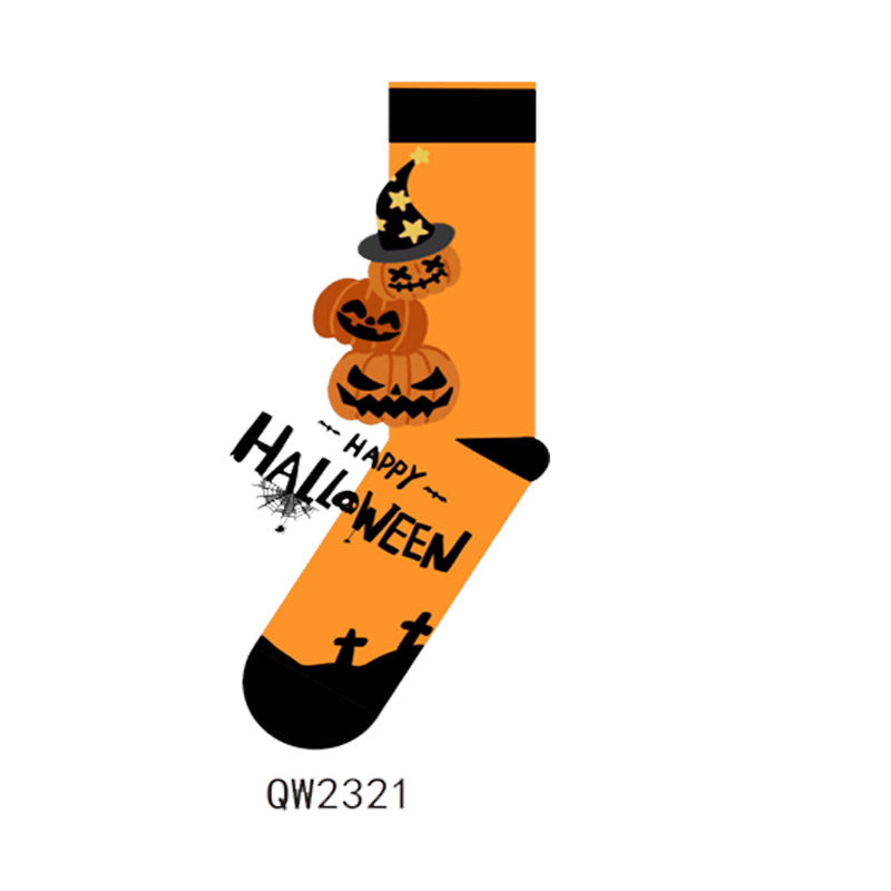 Halloween Cartoon Men's And Women's Mid-calf Socks