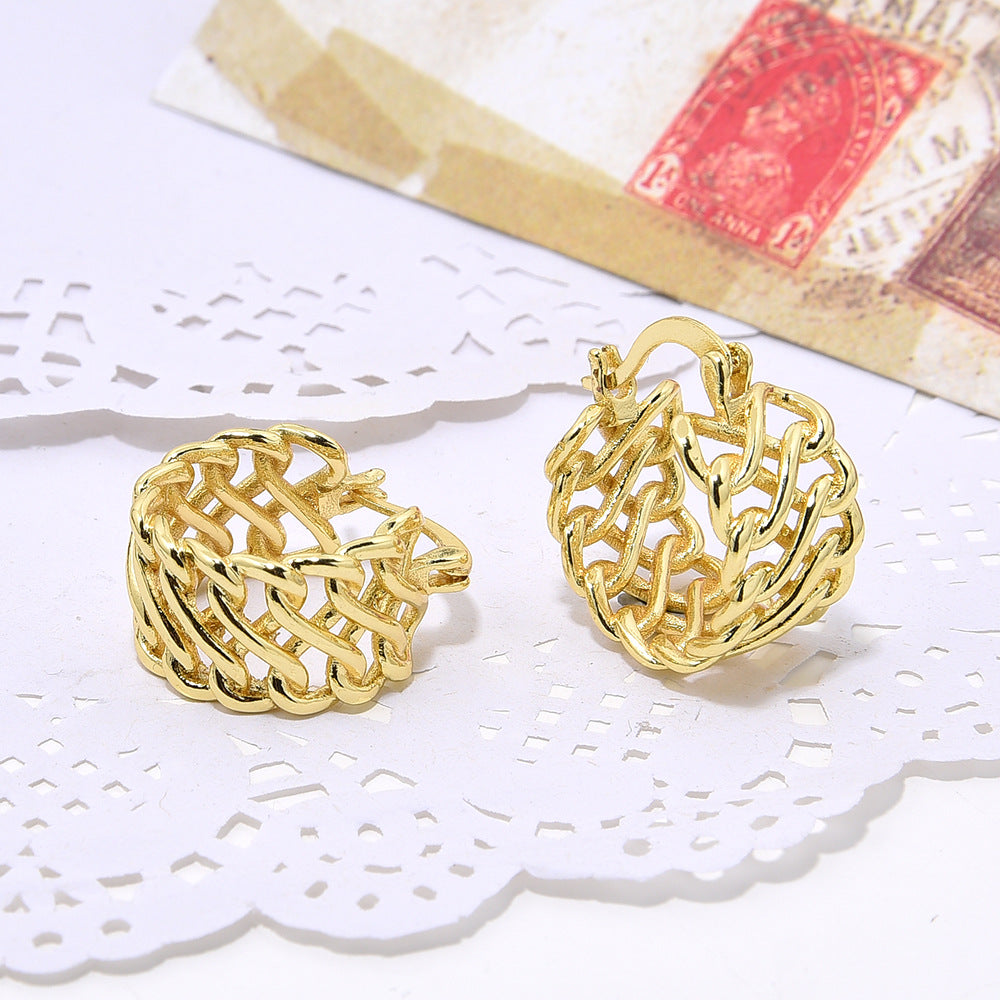 Women's Fashion U-shaped Copper Inlaid Zircon Pearl Earrings