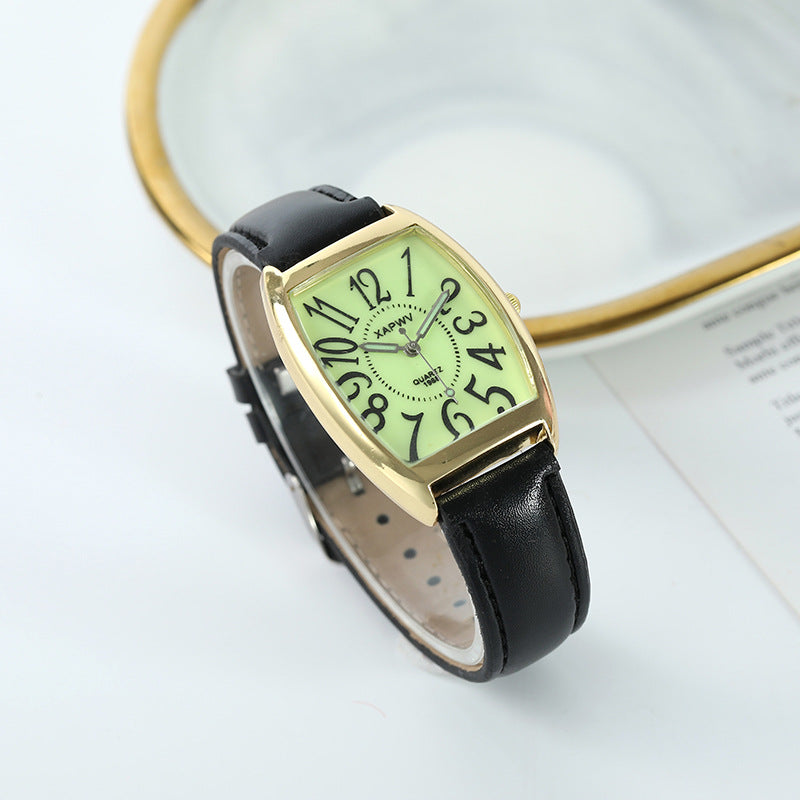 Luminous Wine Barrel Square Couple Watch Fashion