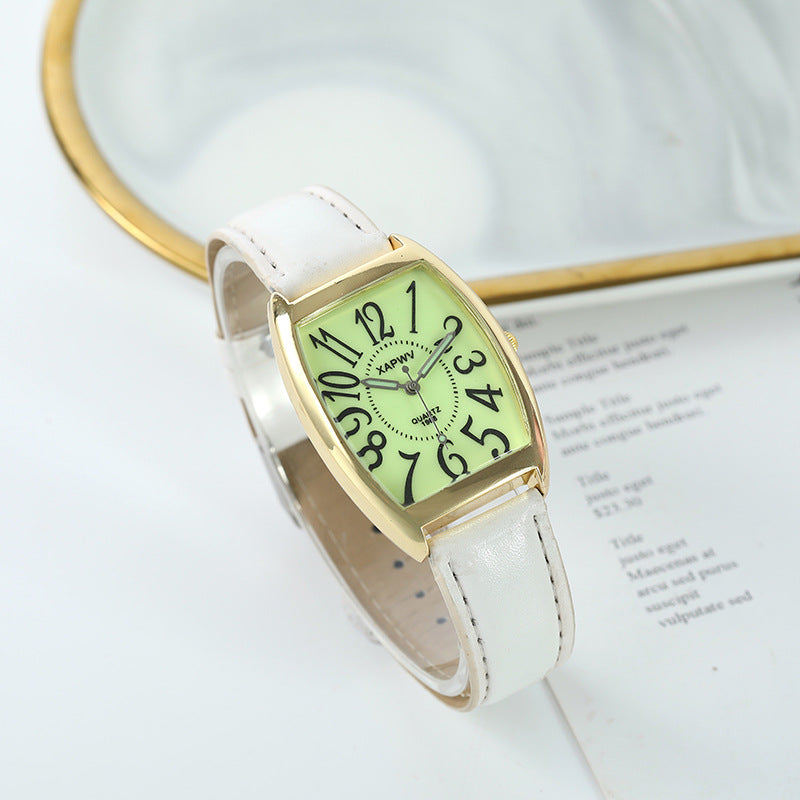 Luminous Wine Barrel Square Couple Watch Fashion