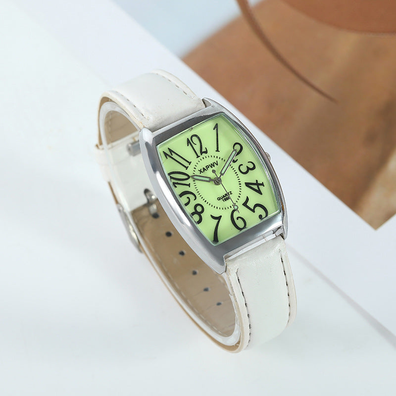 Luminous Wine Barrel Square Couple Watch Fashion