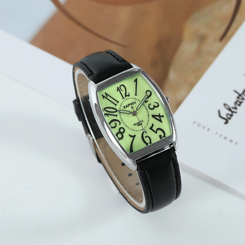 Luminous Wine Barrel Square Couple Watch Fashion
