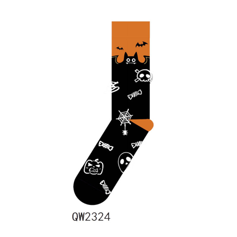 Halloween Cartoon Men's And Women's Mid-calf Socks