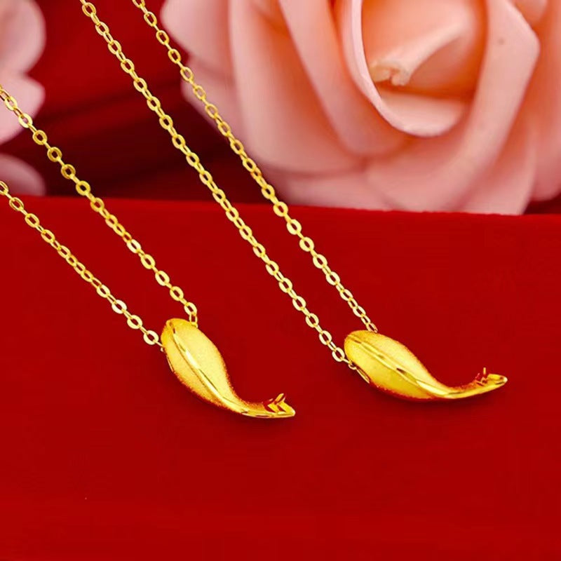 2023 Summer New Gold Whale Necklace Niche Design Sense Does Not Lose Colour Collarbone Chain Simple Ins Necklace