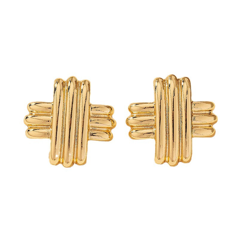 Geometric Twist Shape Stud Earrings