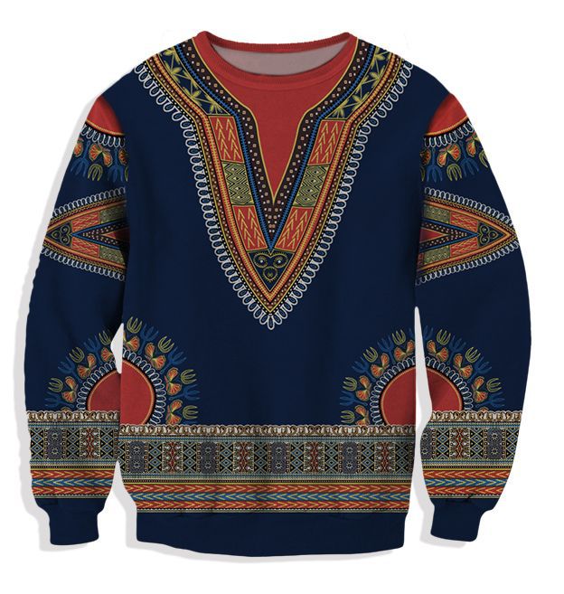 European And American Folk Print Men's Round Collar