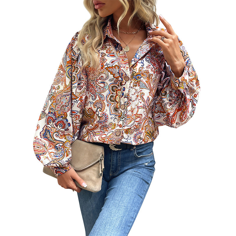 Women's Fashion Casual Loose Printed Shirt