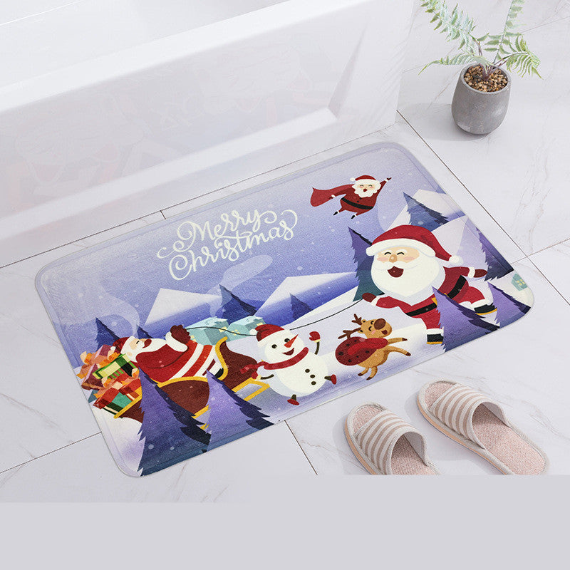 Cartoon Christmas Door-to-door Carpet Print