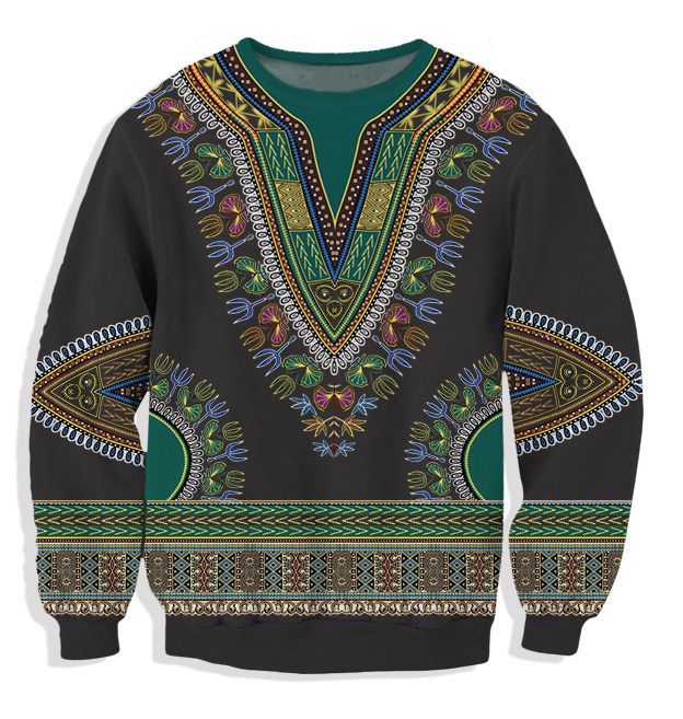 European And American Folk Print Men's Round Collar